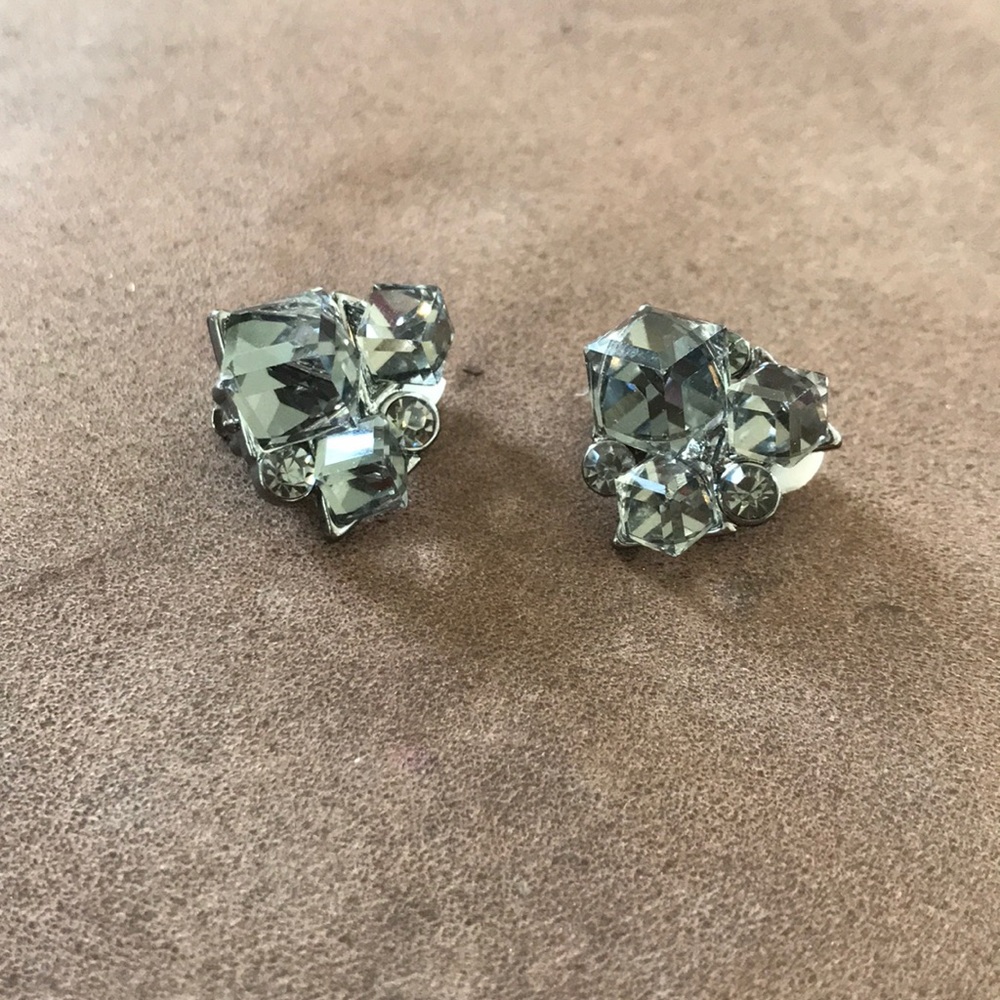 🐙Black Crystal Clip-on Earrings